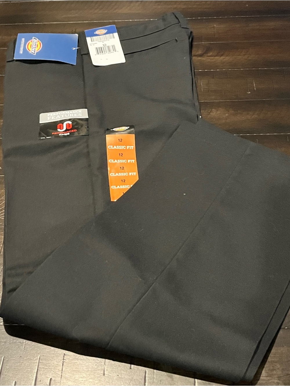 Dickies Black Boys Flat Front Classic Fit Pants reinforced Knee Size 12 New